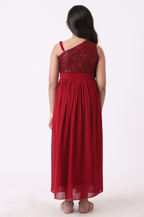 Wine Solid Flared Gown, Wine, image 5